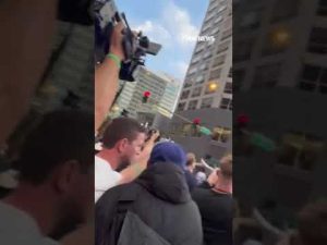 Read more about the article Reporter gets first-hand look as anti-Israeli protesters push against police line outside of DNC