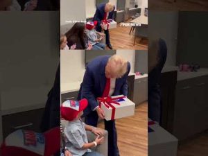 Read more about the article Trump surprises 8-year-old boy fighting rare brain disorder with special birthday gift before rally