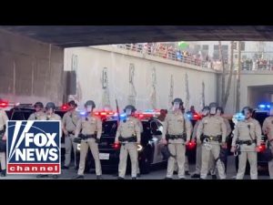 Read more about the article LA police in riot gear face off with anti-Trump protesters